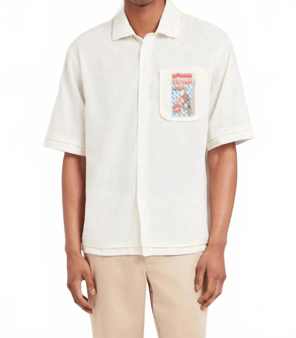 NEW CHE STUDIOS salvador braid poplin shirt in white